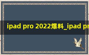 ipad pro 2022爆料_ipad pro 2022 11寸评测